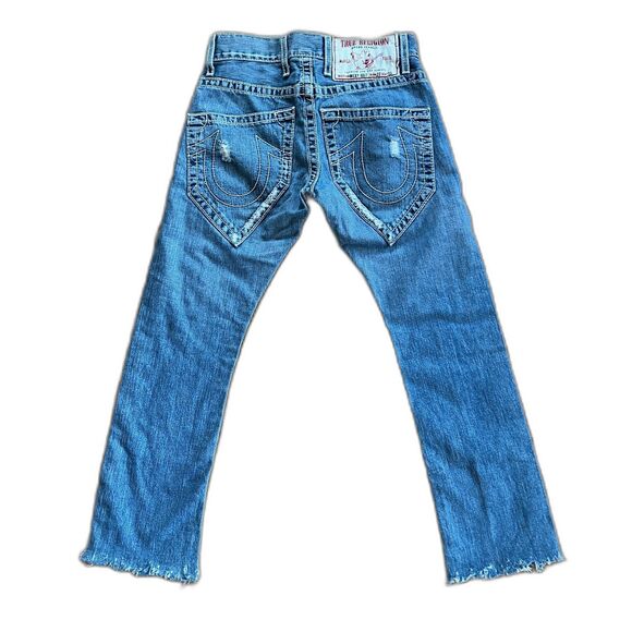 TRUE RELIGION Blue Denim White Stitch Micky Big T Jeans  Mens Size 33 - Picture 7 of 11